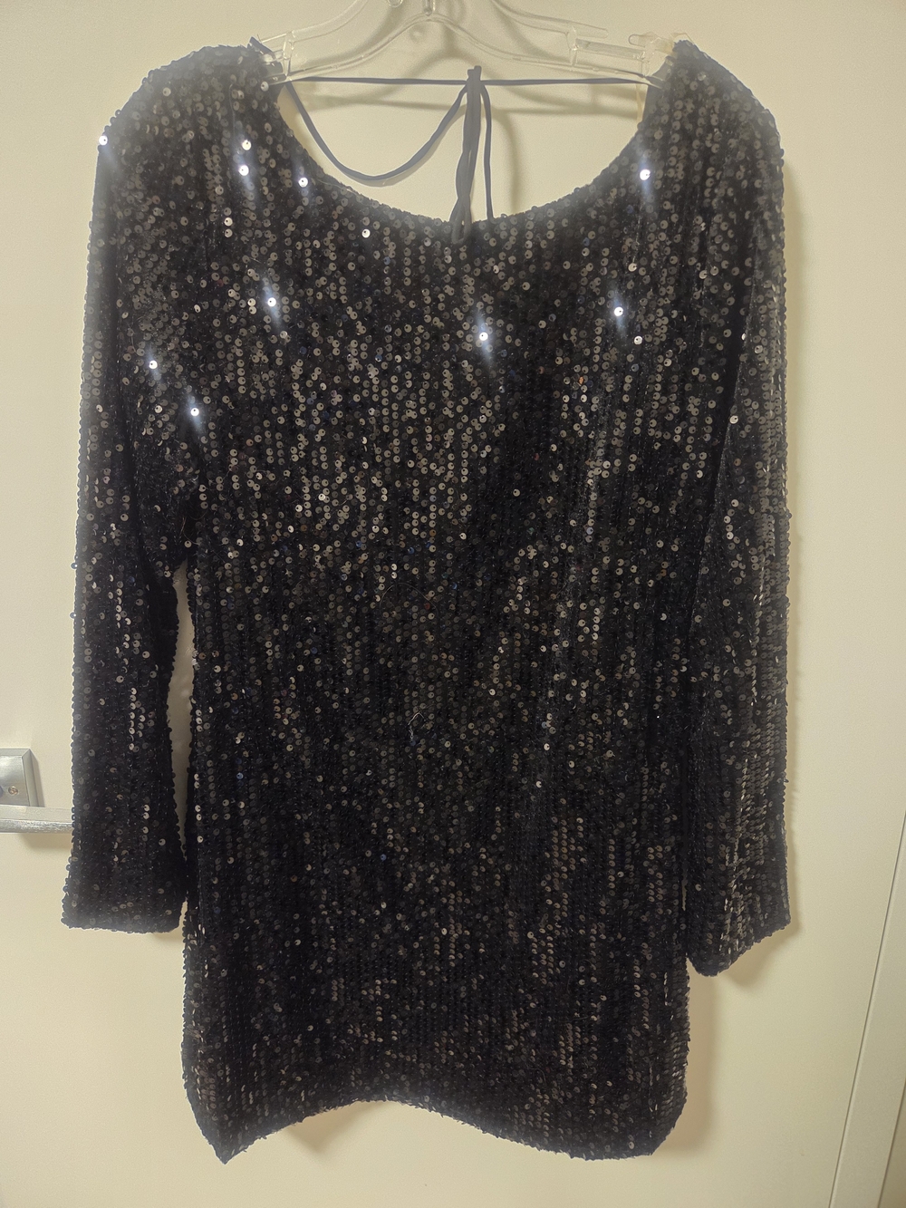 Ardene Black Sequin Long Sleeve Mini Dress